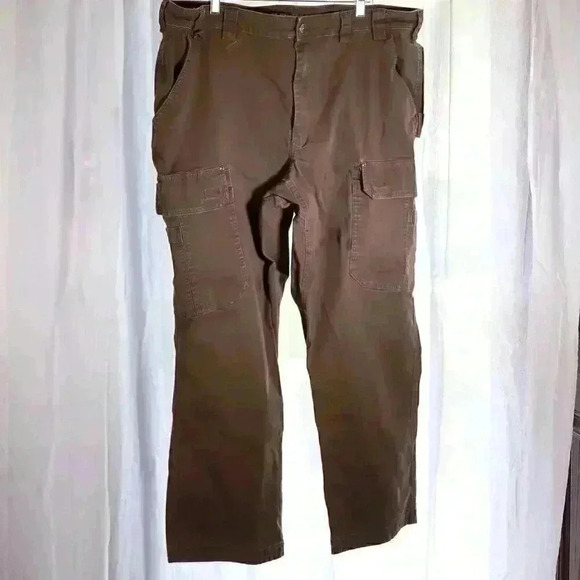 Duluth Trading Sz 48 x 30 Flex Fire Hose Relaxed Fit Cargo Work Pant oil stains - Picture 4 of 16